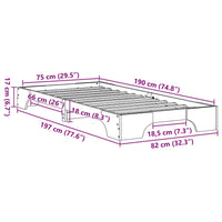 Struttura del letto Bianco 75 x 190 cm Pino massello 872888