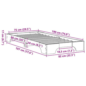 Struttura del letto Bianco 75 x 190 cm Pino massello 872888