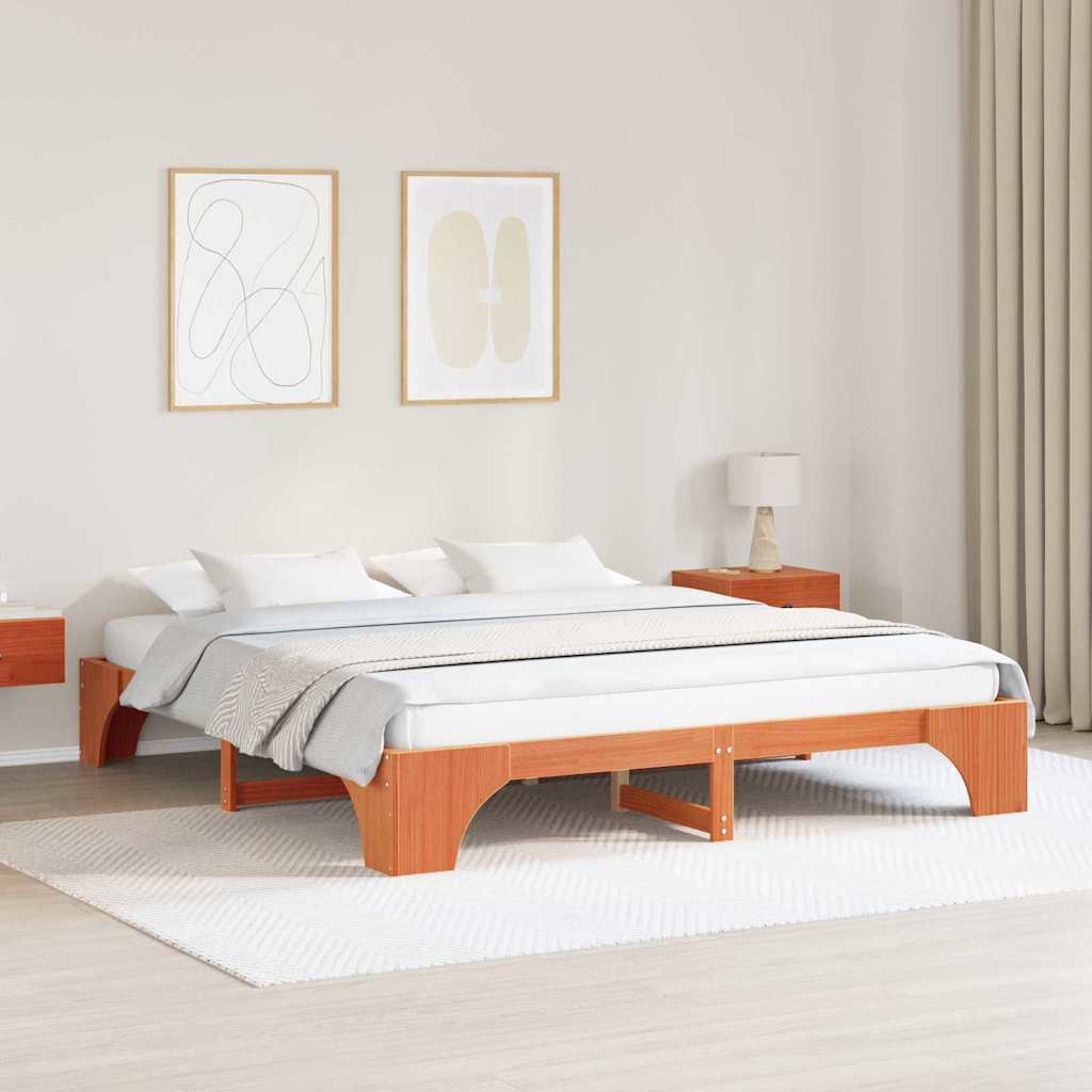 vidaXL Struttura del letto Cera marrone 207 x 207 x 30 cm