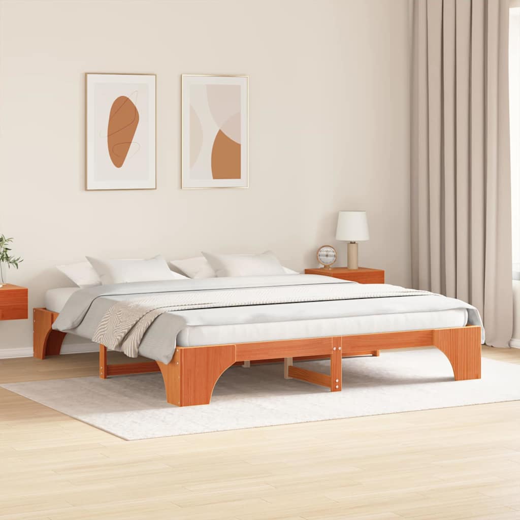 vidaXL Struttura del letto Cera marrone 207 x 207 x 30 cm