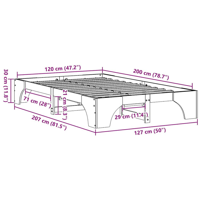 Struttura del letto Naturale 120 x 200 cm Pino massello 872947