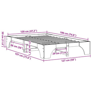 Struttura del letto Bianco 120 x 190 cm Pino massello 872957