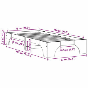 Struttura del letto Bianco 75 x 190 cm Pino massello 872972