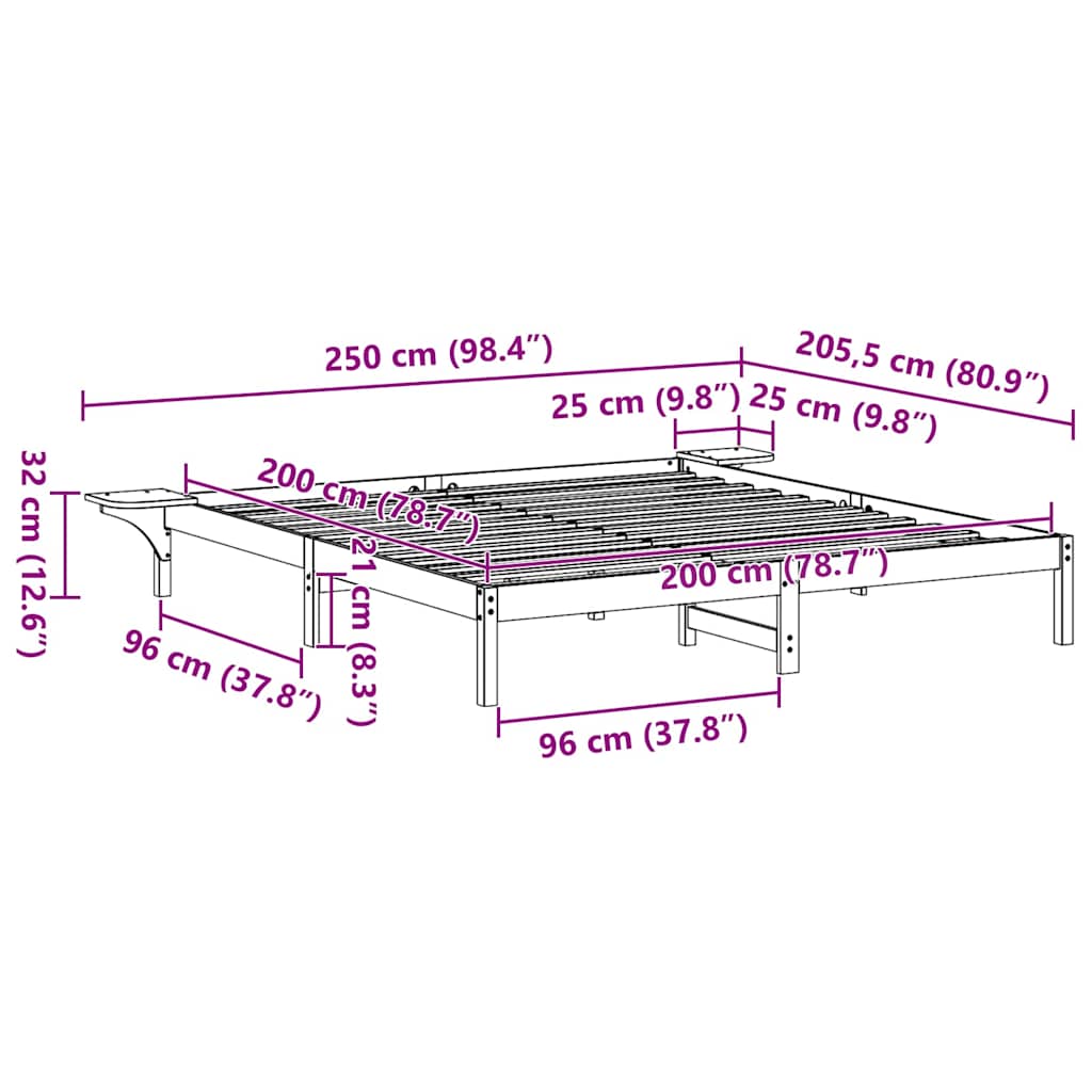 vidaXL Rete letto con comodini Bianco Bianco