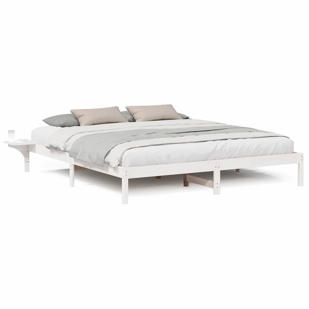 vidaXL Rete letto con comodini Bianco Bianco
