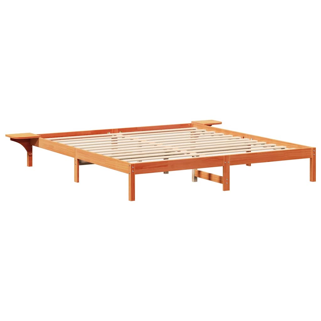 vidaXL Rete letto con comodini Marrone Cera marrone
