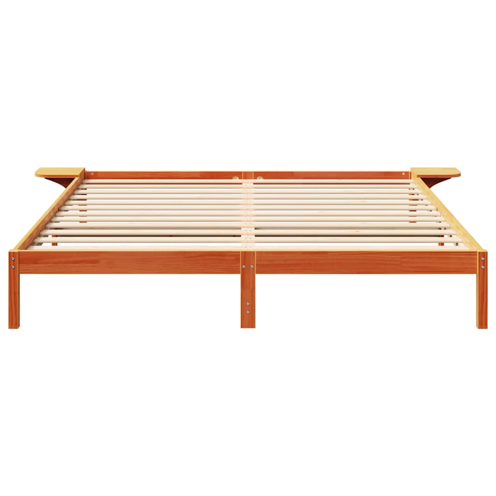 vidaXL Rete letto con comodini Marrone Cera marrone