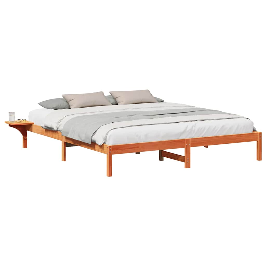vidaXL Rete letto con comodini Marrone Cera marrone
