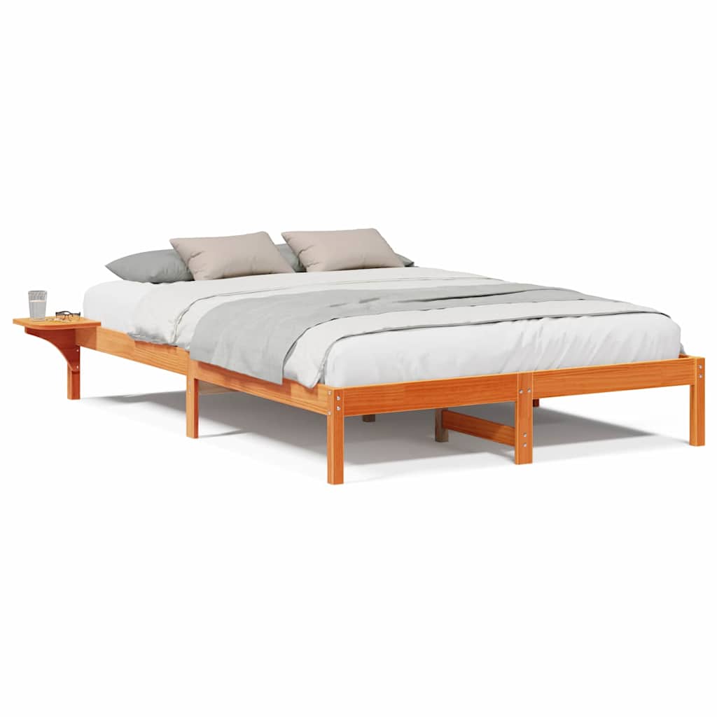 vidaXL Rete letto con comodini Marrone Cera marrone