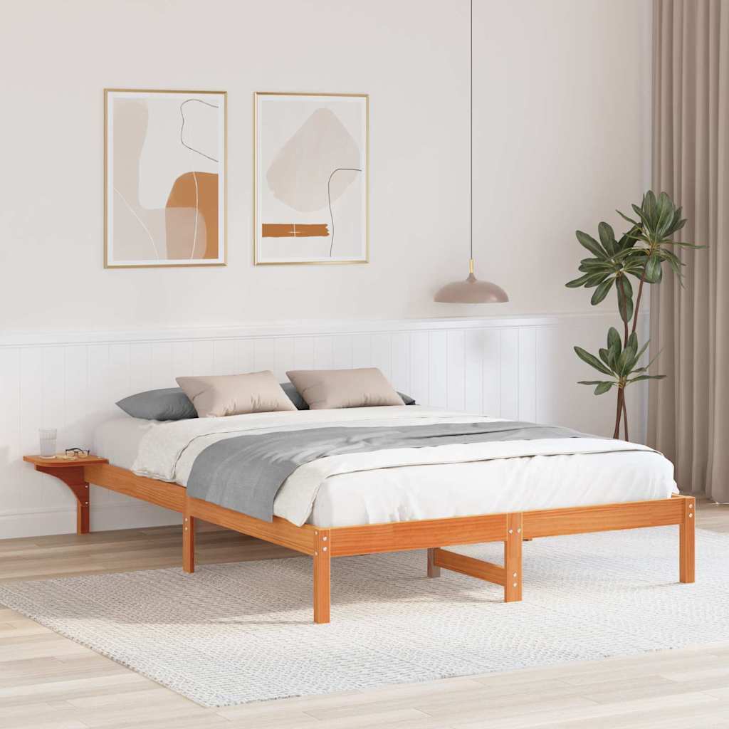 vidaXL Rete letto con comodini Marrone Cera marrone