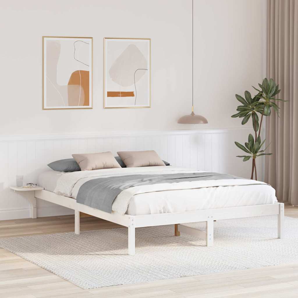 vidaXL Rete letto con comodini Bianco Bianco