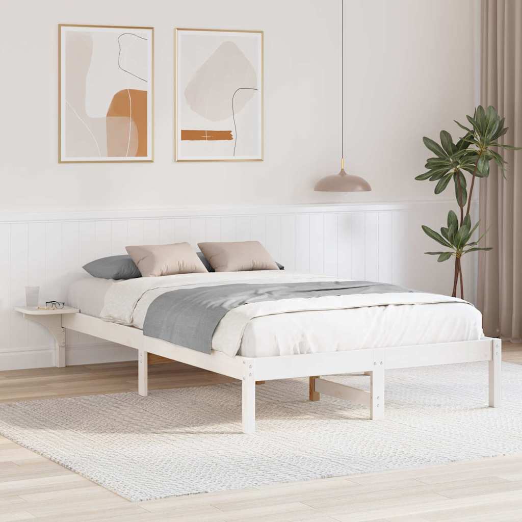 vidaXL Rete letto con comodini Bianco Bianco