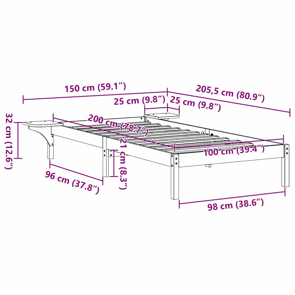 vidaXL Rete letto con comodini Bianco Bianco