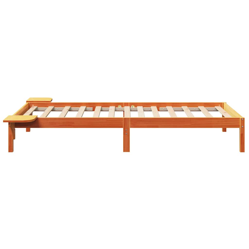 vidaXL Rete letto con comodini Marrone Cera marrone