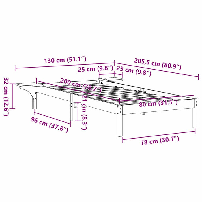 vidaXL Rete letto con comodini Marrone Marrone