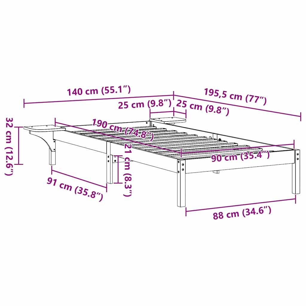 vidaXL Rete letto con comodini Bianco Bianco