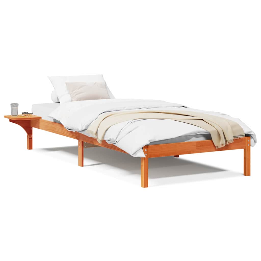 vidaXL Rete letto con comodini Marrone Cera marrone