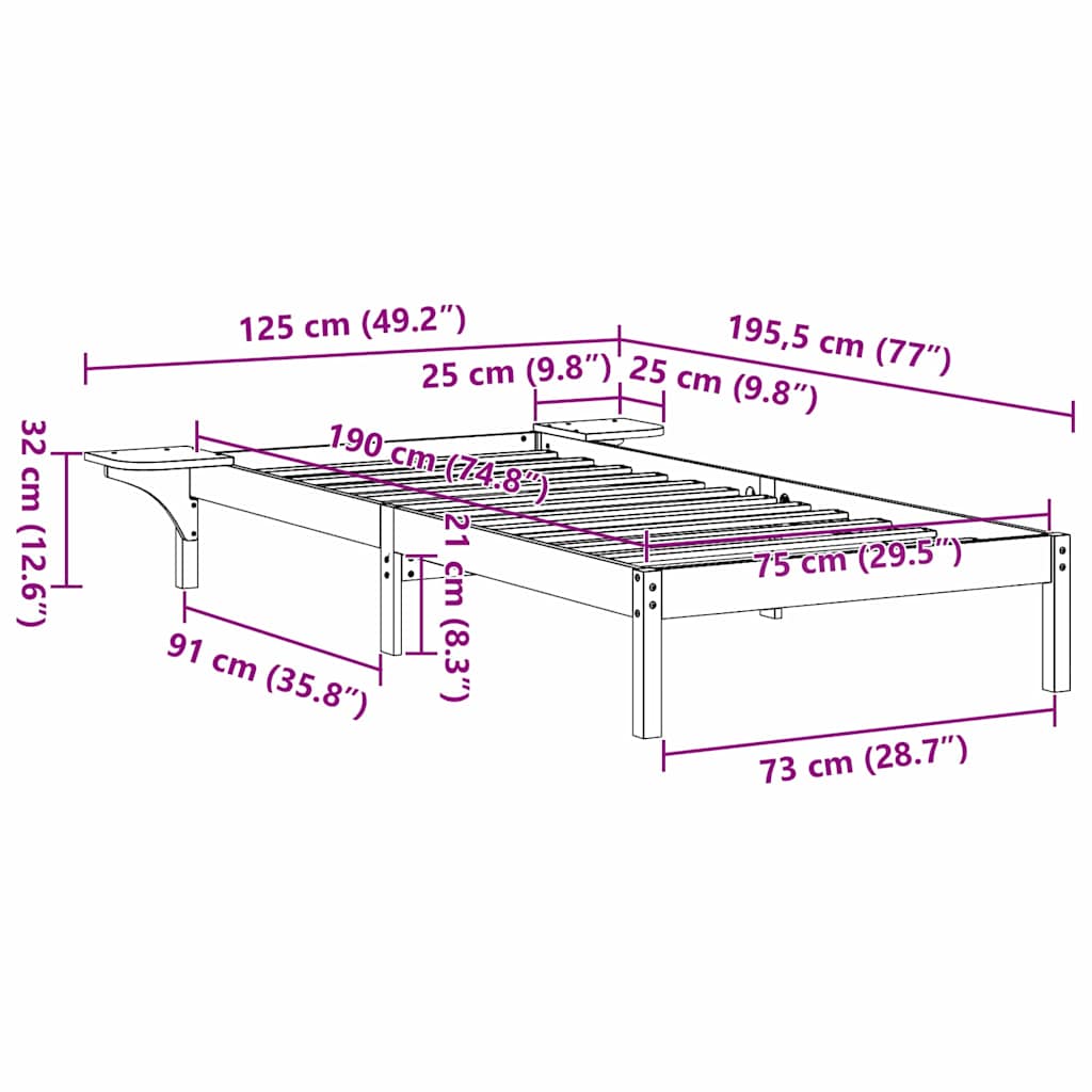 vidaXL Rete letto con comodini Marrone Cera marrone