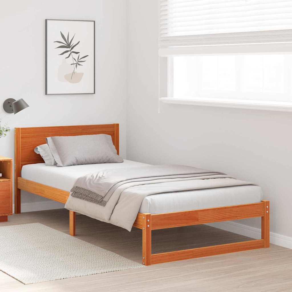 vidaXL Struttura del letto Marrone 75 x 190 cm Legno massello di pino