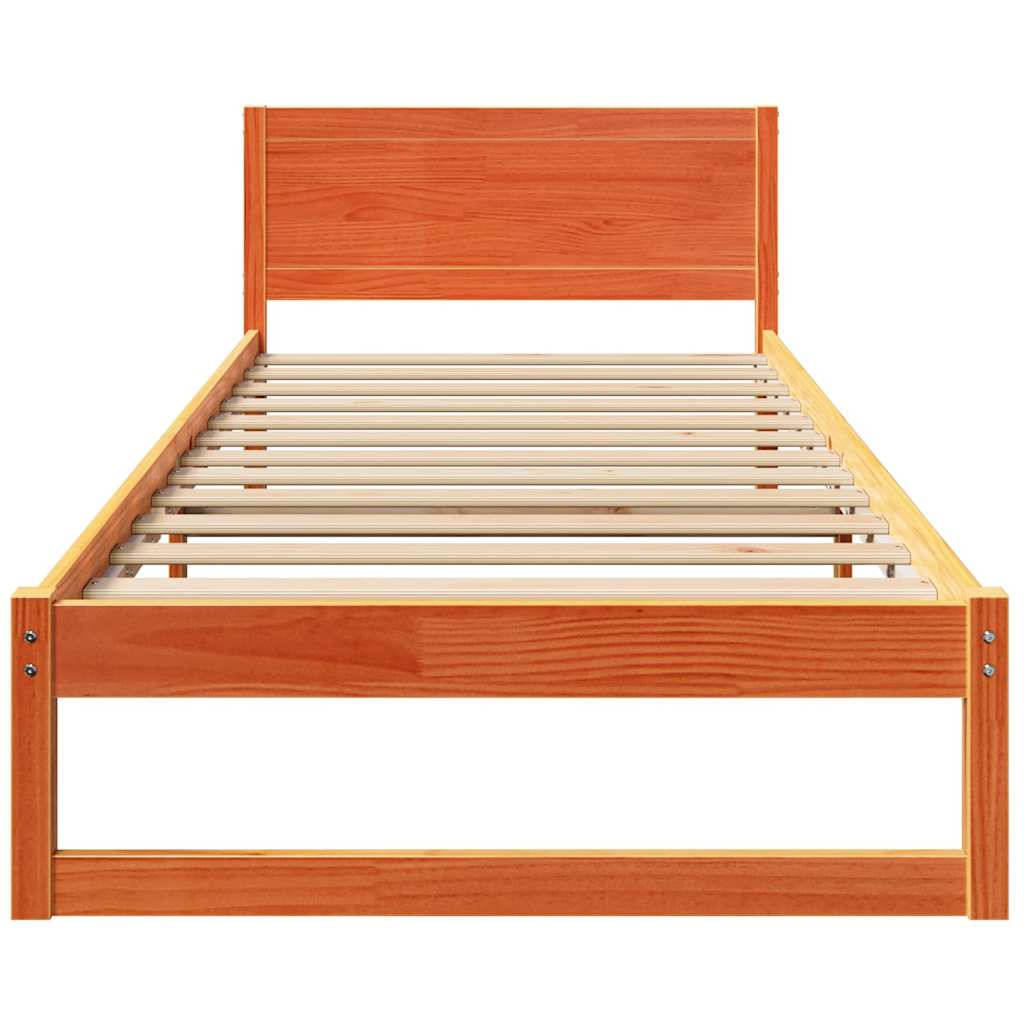 vidaXL Struttura del letto Marrone 75 x 190 cm Legno massello di pino