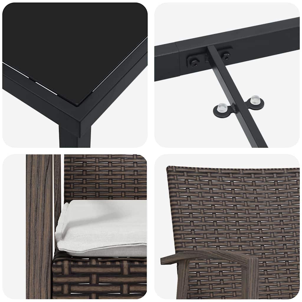 Set da pranzo da giardino  a 5 pezzi con cuscini in rattan polietilene marrone 3379061