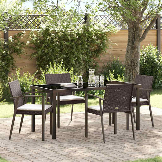 Set da pranzo da giardino  a 5 pezzi con cuscini in rattan polietilene marrone 3379061