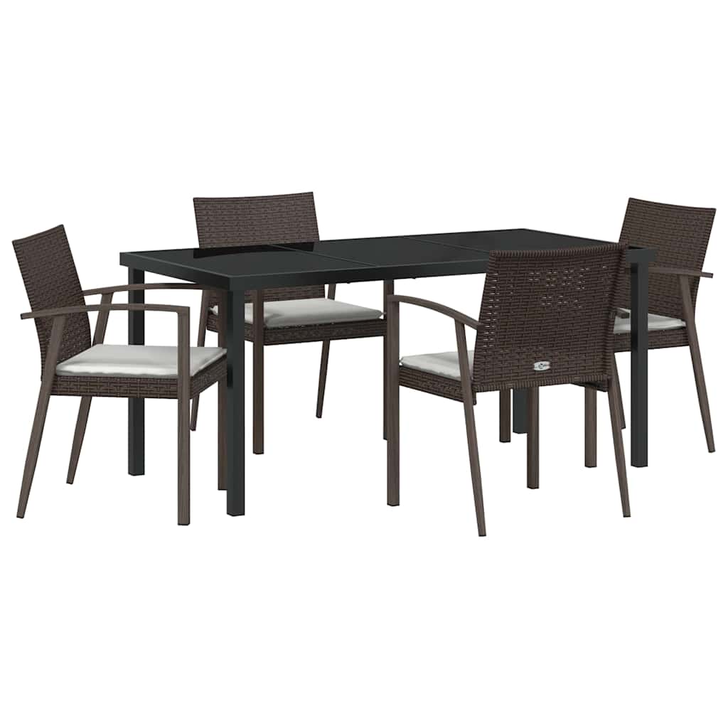 Set da pranzo da giardino  a 5 pezzi con cuscini in rattan polietilene marrone 3379061