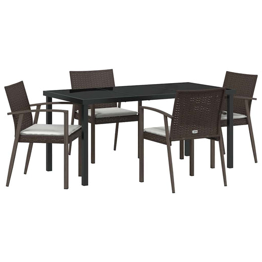 Set da pranzo da giardino  a 5 pezzi con cuscini in rattan polietilene marrone 3379061