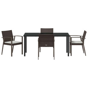 Set da pranzo da giardino  a 5 pezzi con cuscini in rattan polietilene marrone 3379061