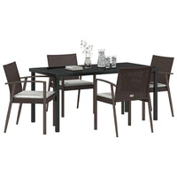 Set da pranzo da giardino  a 5 pezzi con cuscini in rattan polietilene marrone 3379061