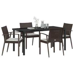 Set da pranzo da giardino  a 5 pezzi con cuscini in rattan polietilene marrone 3379061