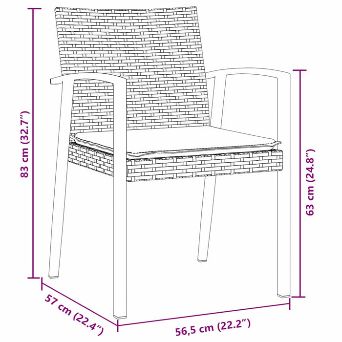 Set da pranzo da giardino  a 5 pezzi con cuscini in rattan polietilene marrone 3379061