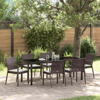 Set da Pranzo per Giardino 7 pcs Marrone Poly Rattan 3379063