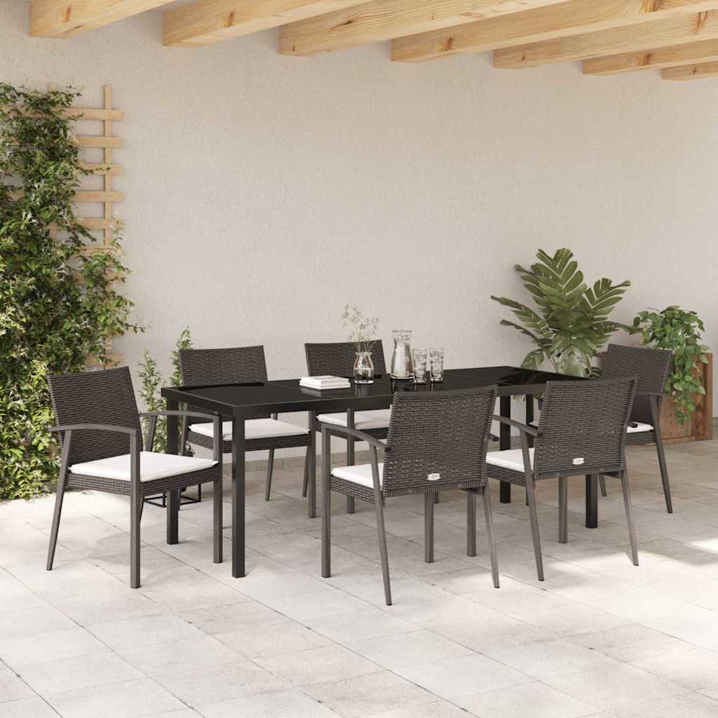 Set da Pranzo per Giardino 7 pcs Marrone Poly Rattan 3379063