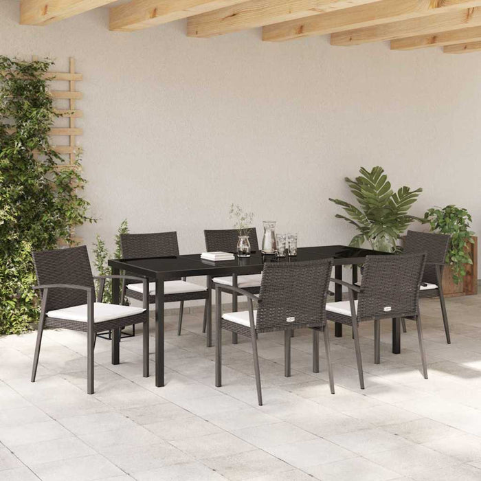 Set da Pranzo per Giardino 7 pcs Marrone Poly Rattan 3379063