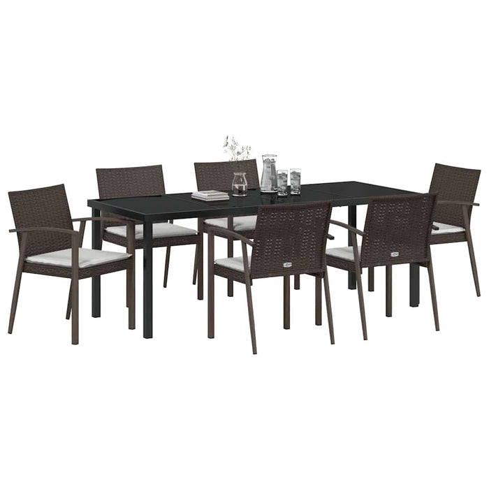 Set da Pranzo per Giardino 7 pcs Marrone Poly Rattan 3379063