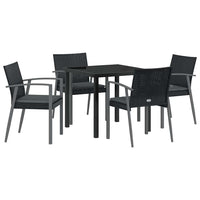 Set da pranzo da giardino  5 pezzi con cuscini in rattan poly nero. 3379066