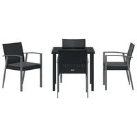 Set da pranzo da giardino  5 pezzi con cuscini in rattan poly nero. 3379066