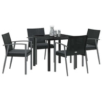Set da pranzo da giardino  5 pezzi con cuscini in rattan poly nero. 3379066
