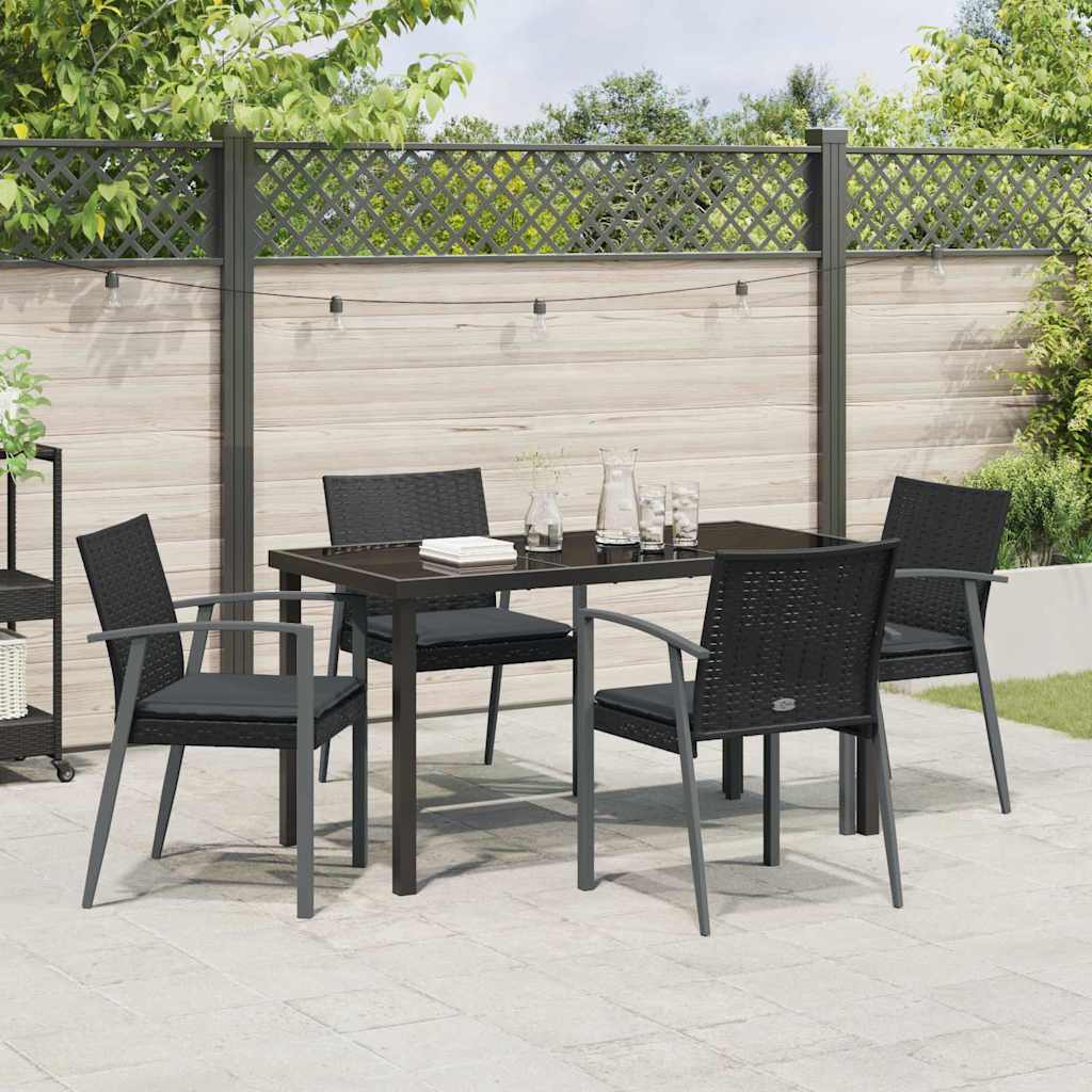 Set da Pranzo per Giardino 5 pcs Nero Poly Rattan 3379067