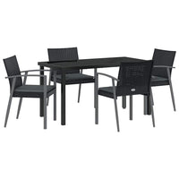 Set da Pranzo per Giardino 5 pcs Nero Poly Rattan 3379067