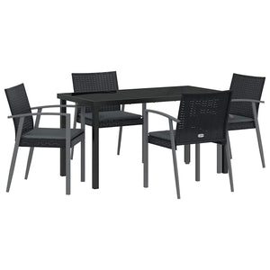 Set da Pranzo per Giardino 5 pcs Nero Poly Rattan 3379067