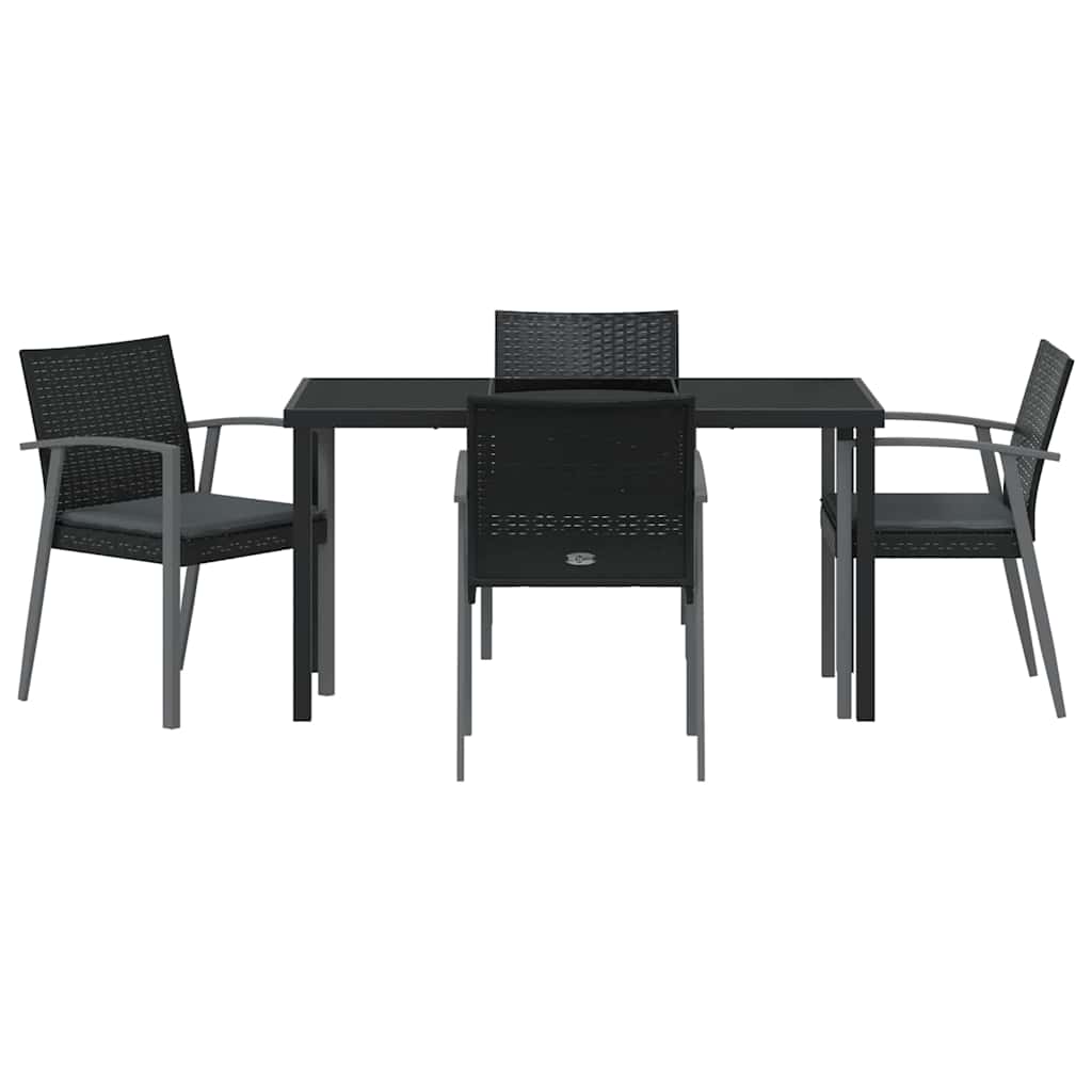Set da Pranzo per Giardino 5 pcs Nero Poly Rattan 3379067