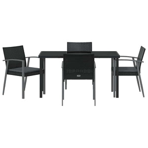 Set da Pranzo per Giardino 5 pcs Nero Poly Rattan 3379067