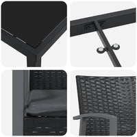 Set da Pranzo per Giardino 7 pcs Nero Poly Rattan 3379070