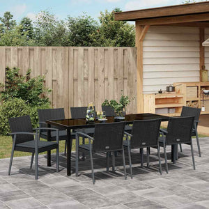 Set da Pranzo per Giardino 9 pcs Nero Poly Rattan 3379071