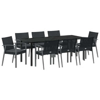Set da Pranzo per Giardino 9 pcs Nero Poly Rattan 3379071