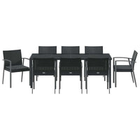 Set da Pranzo per Giardino 9 pcs Nero Poly Rattan 3379071