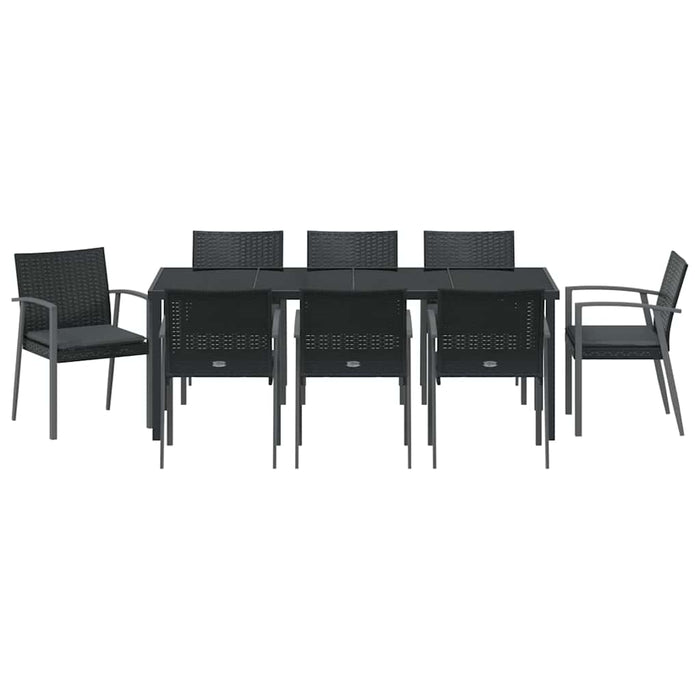 Set da Pranzo per Giardino 9 pcs Nero Poly Rattan 3379071
