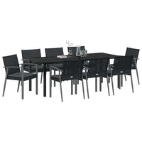 Set da Pranzo per Giardino 9 pcs Nero Poly Rattan 3379071